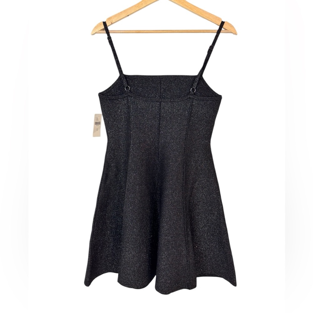 Anthropologie Square-Neck Pleated A-Line Lurex Mini Sweater Dress Medium - Picture 8 of 13